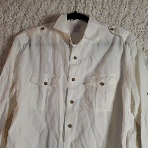 Brooks brothers traditional fit irish linen white large long sleeve button down